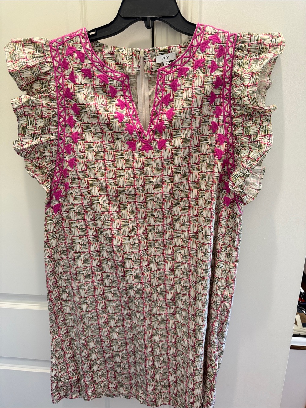 VOY Pink Embroidered Mini Dress